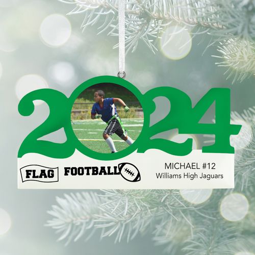 Personalized Dated Flag Football Christmas Ornament