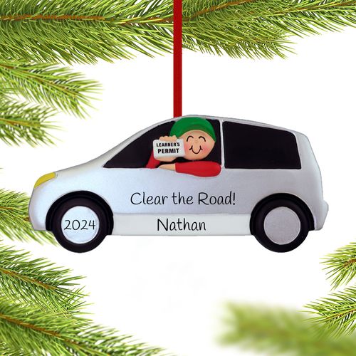 Personalized Driver's Permit Male Christmas Ornament