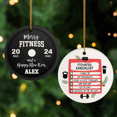 Personalized Merry Fitness Christmas Ornament