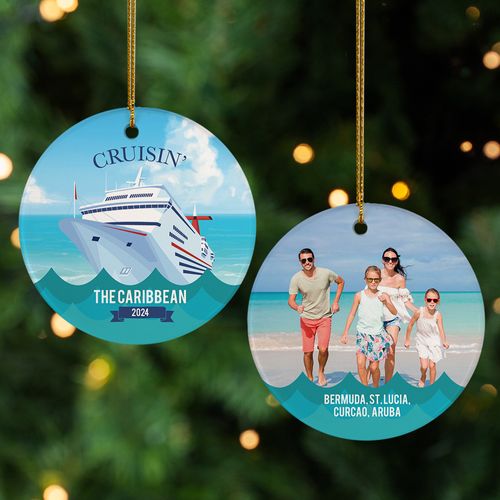 Personalized Cruise Travel Photo Christmas Ornament