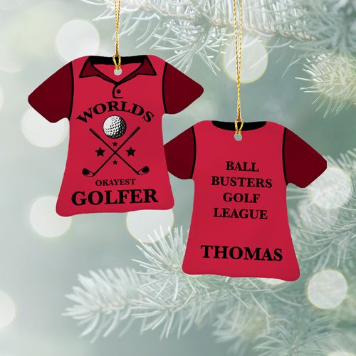 Personalized World's Okayest Golfer T-Shirt Christmas Ornament