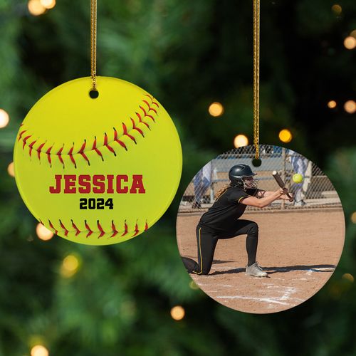 Personalized Softball Christmas Ornament