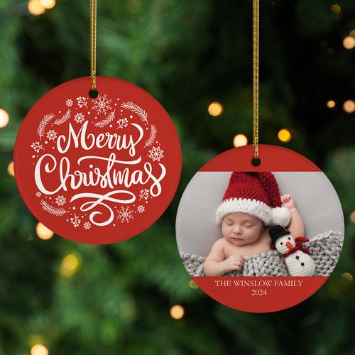 Personalized Merry Christmas Family Photo Christmas Ornament