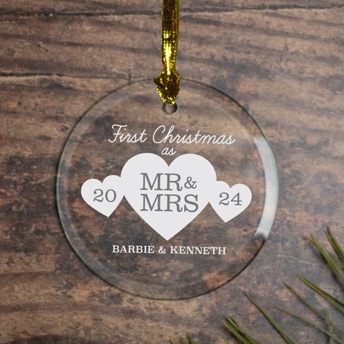 Personalized First Christmas as Mr. & Mrs. Christmas Ornament