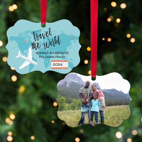 Personalized World Travel Christmas Ornament