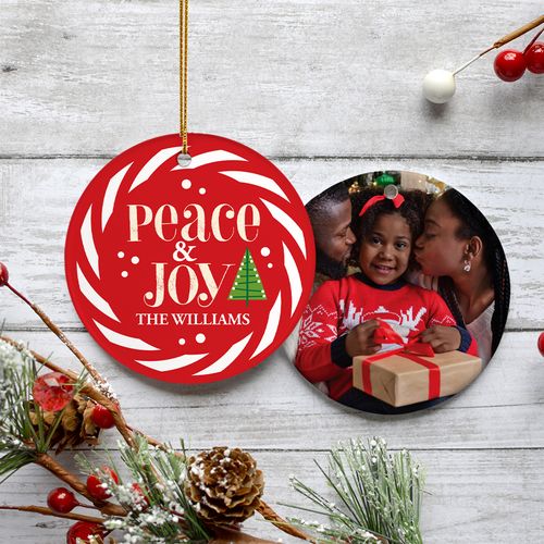 Personalized Peace & Joy Christmas Ornament