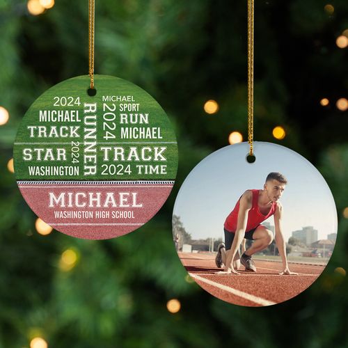 Personalized Track Word Cloud Christmas Ornament