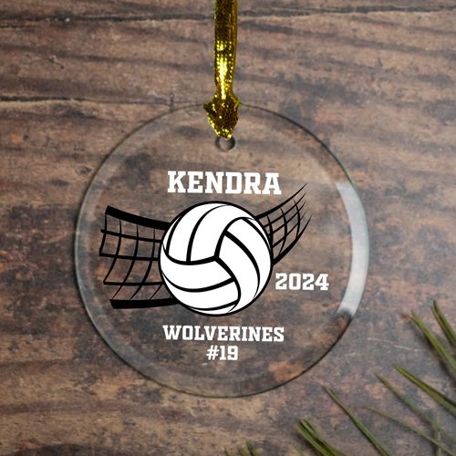 Personalized Volleyball Glass Christmas Ornament