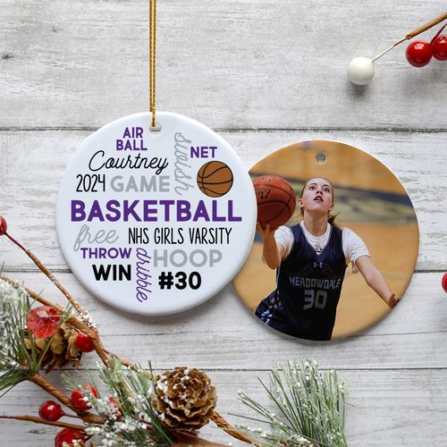 Personalized Basketball Word Cloud Christmas Ornament
