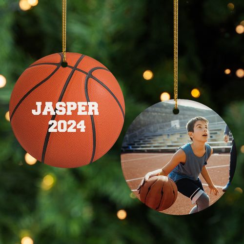 Personalized Basketball Photo Christmas Ornament