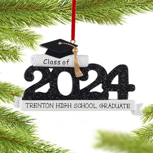 Personalized 2024 Graduation - Black Christmas Ornament