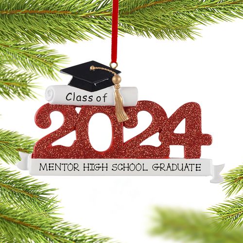 Personalized 2024 Graduation - Red Christmas Ornament