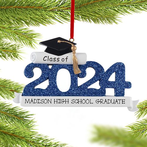 Personalized 2024 Graduation - Blue Christmas Ornament