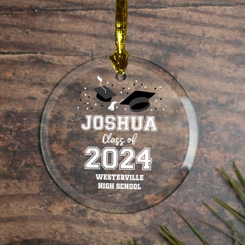 Personalized Graduation Glass Christmas Ornament