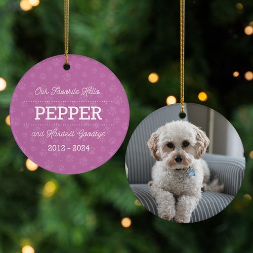 Personalized Pet Goodbye Memorial Christmas Ornament