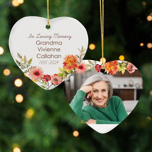 Personalized Floral Memorial Christmas Ornament