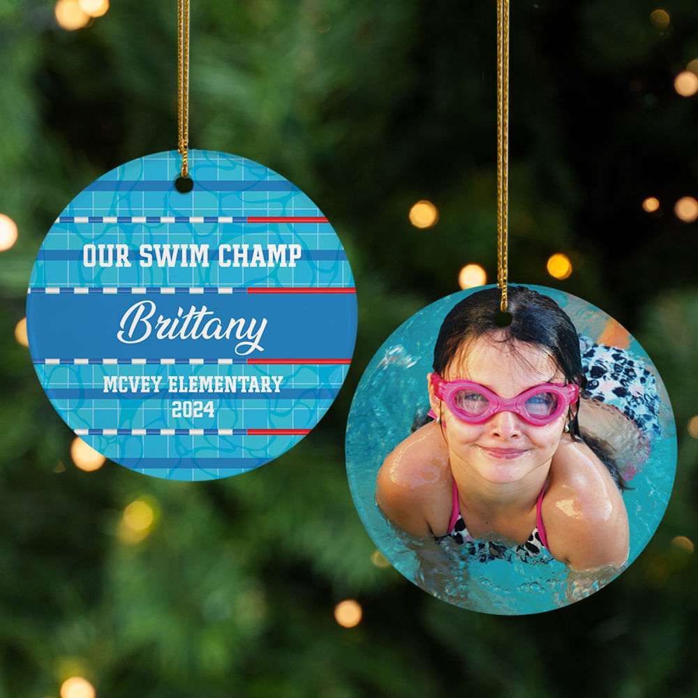 Personalized Swimming Christmas Ornament