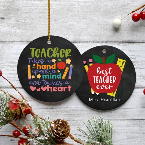 Personalized Teacher Word Cloud Christmas Ornament