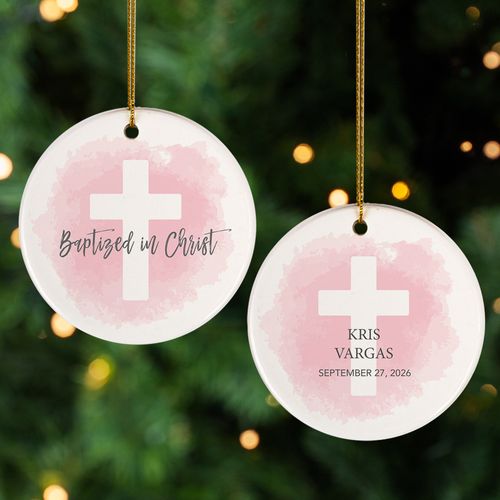 Personalized Baptized in Christ Christmas Ornament