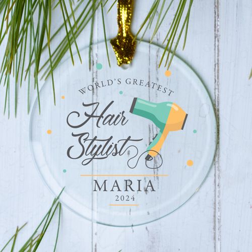 Personalized World�s Greatest Hair Stylist Christmas Ornament