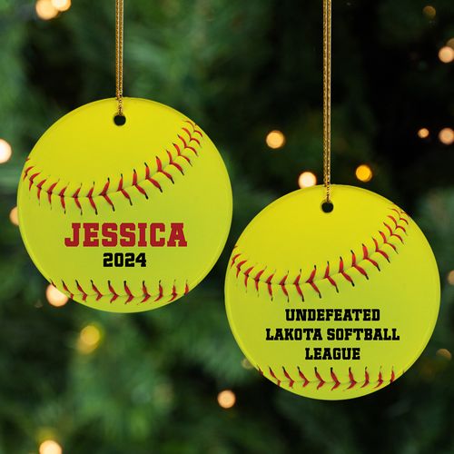 Personalized Softball Christmas Ornament