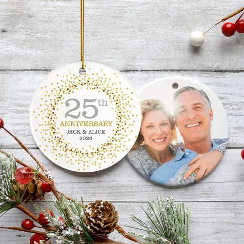 Personalized 25th Anniversary Confetti Christmas Ornament