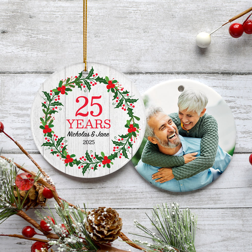 Personalized Anniversary with photo Christmas Ornament