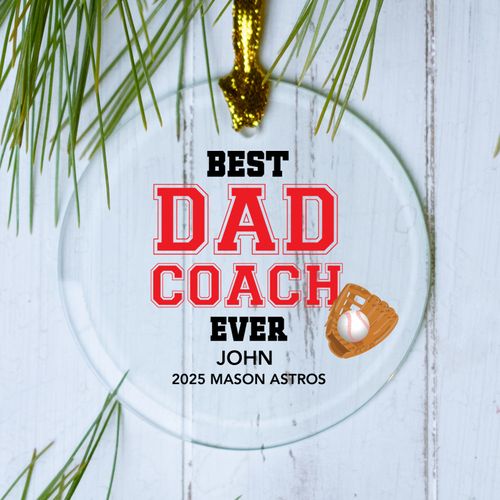 Personalized Best Dad Coach Christmas Ornament