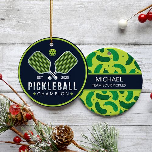 Personalized Pickle Ball Christmas Ornament