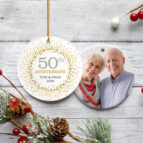 Personalized 50th Anniversary Confetti Christmas Ornament