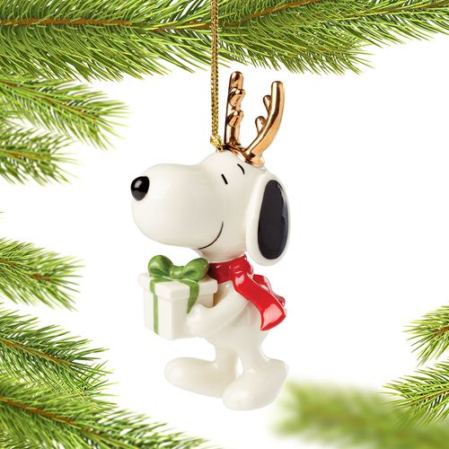 Lenox Snoopy with Gift Christmas Ornament