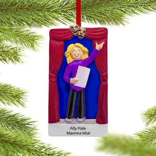 Personalized Actor On Stage Female Blonde Christmas Ornament