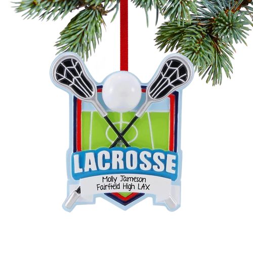 Personalized Lacrosse Sheild Christmas Ornament