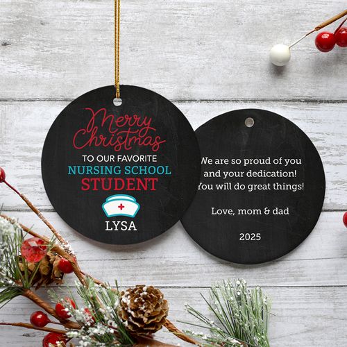Personalized Favorite Nurse Student Christmas Ornament