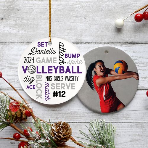 Personalized Volleyball Word Cloud Christmas Ornament