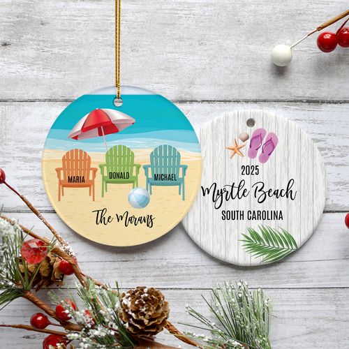 Personalized Adirondack 3 Chairs Family Christmas Ornament