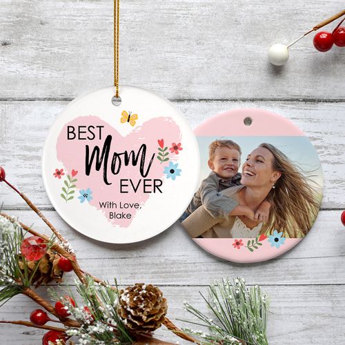 Personalized Best mom Ever Christmas Ornament