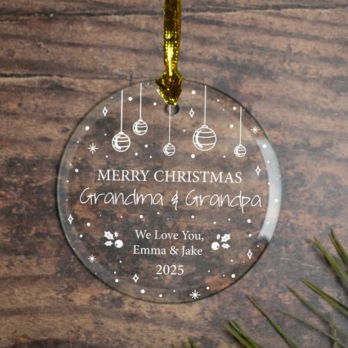 Personalized Grandma & Grandpa Merry Xmas Christmas Ornament