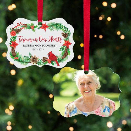 Personalized Cardinal Wreath Christmas Ornament