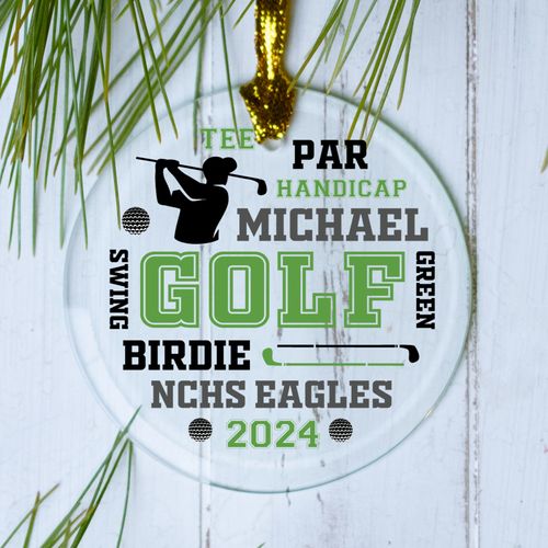 Personalized Golf Wordcloud Male Christmas Ornament