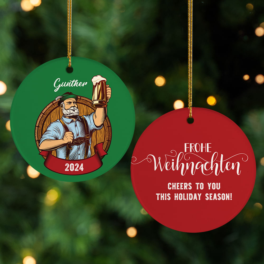 Personalized German Santa Christmas Ornament