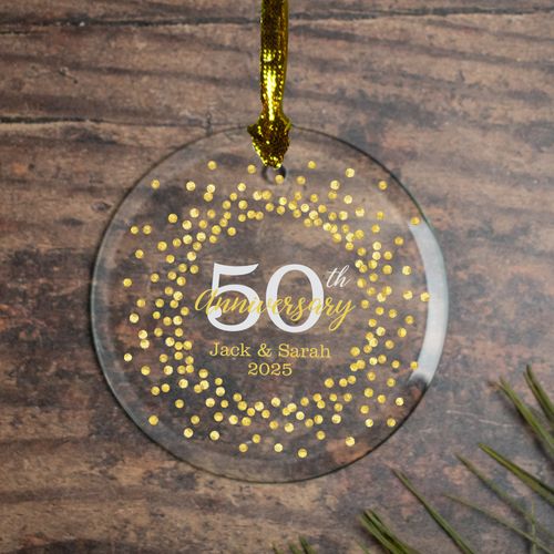 Personalized 50 Anniversary Gold Christmas Ornament