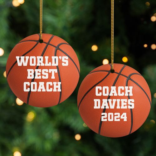 Personalized World�s Best Basketball Coach Christmas Ornament