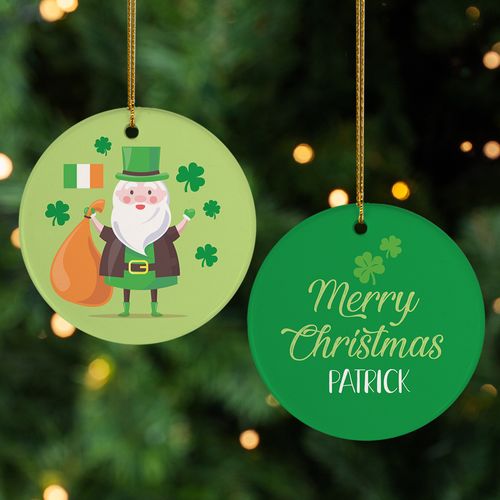 Personalized Irish Santa Christmas Ornament