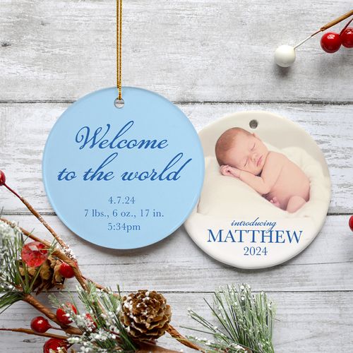 Personalized Welcome to the world Christmas Ornament