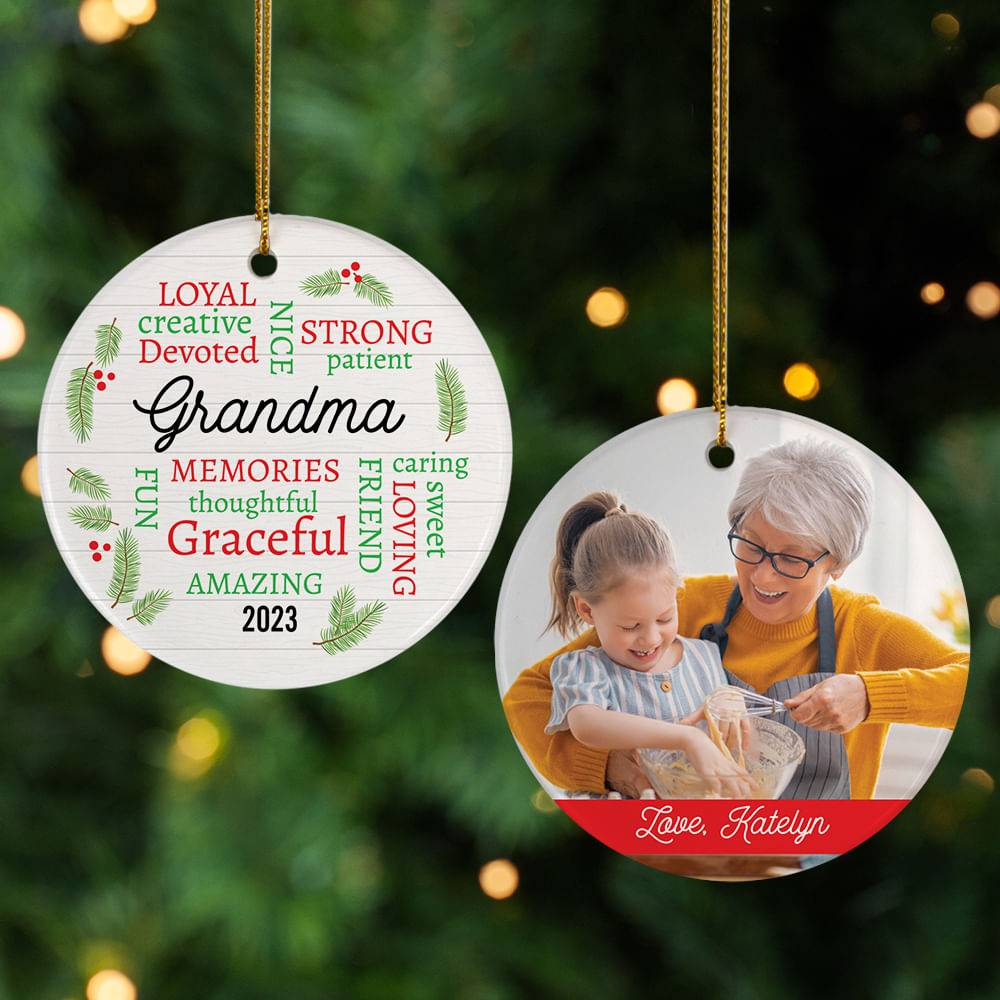 Personalized Grandma Word Cloud Christmas Ornament