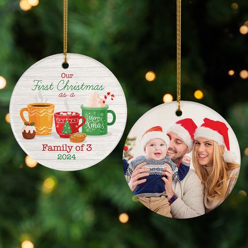 Personalized Family of 3 Christmas Ornament