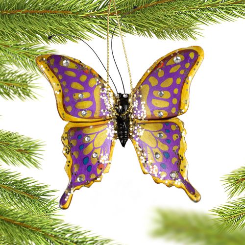 Personalized Rainbow Butterfly Christmas Ornament