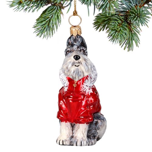 Schnauzer Gray in Winter Coat Christmas Ornament