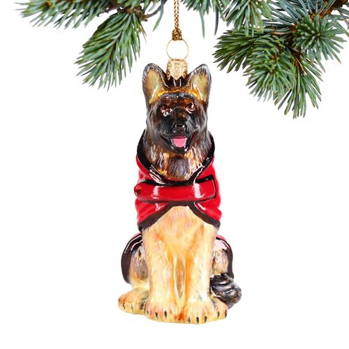 German Shepherd in Red & Black Jacket Christmas Ornament